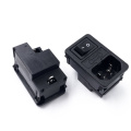 250V AC 3Pin IEC inlet connector plug power socket with black rocker switch 10A fuse holder socket male connector